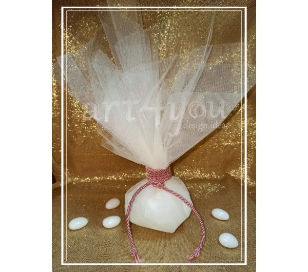  Μπομπονιέρα γάμου τούλι και κορδόνι